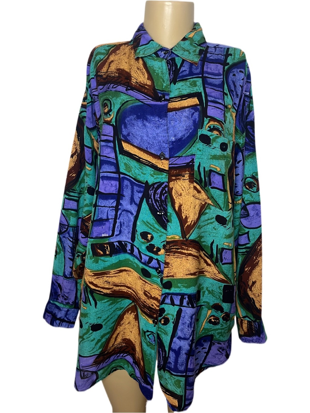 Vintage International Andrew Sport Abstract Blouse